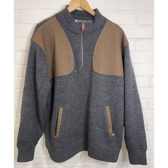 Orvis Ultimate Wool Sweater | Mens Large | Lined 1/4 Zip Pullover Gray | Vintage - Picture 3 of 11
